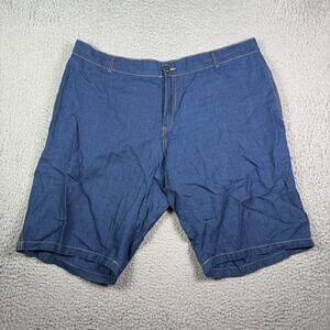 Vilebrequin Shorts Mens 3XL Blue Linen Blend Chino Bermuda Flat Front 12.5"
